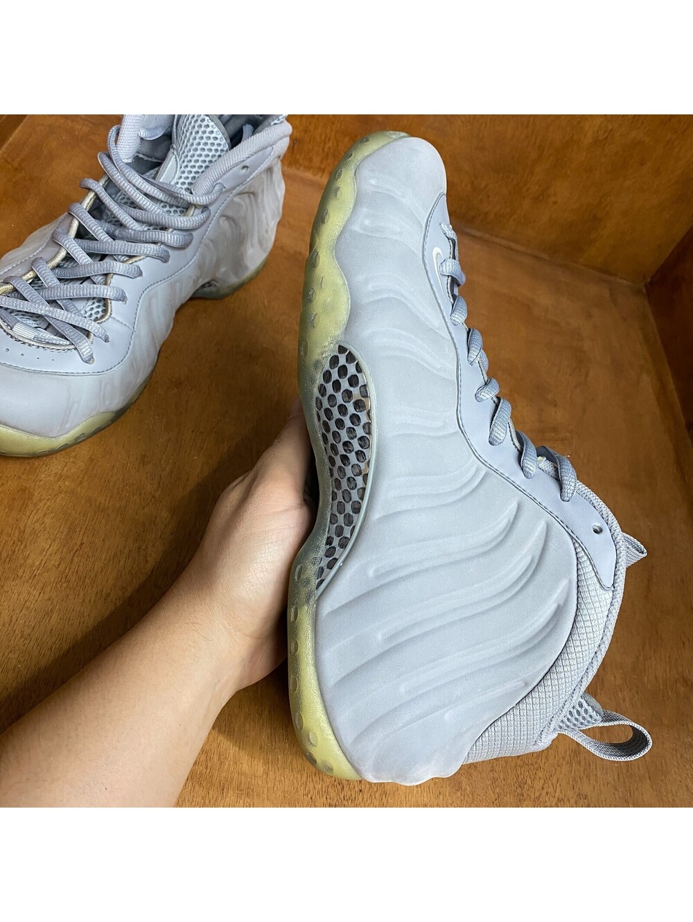 Nike Air Foamposite One Shoes Mens Sz 10.5 Premium Wolf Grey Sneakers 575420-007 - Picture 12 of 15